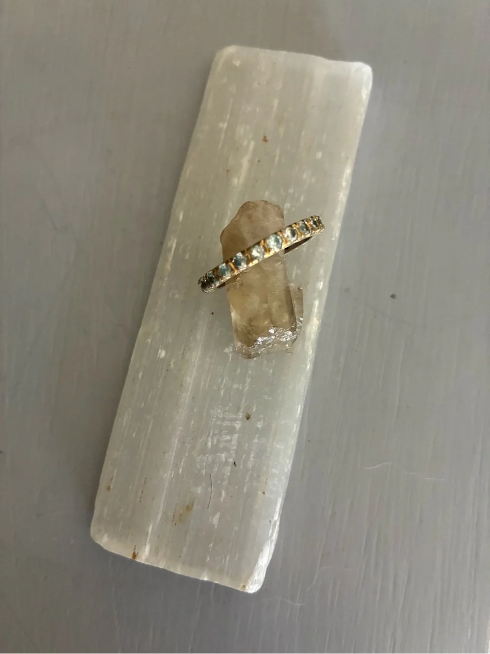 Aquamarine Gold Eternity Stackable Band Ring